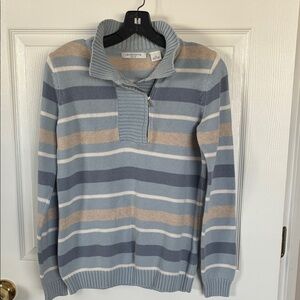 Liz Claiborne Blue and Tan Knit Sweater